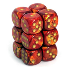 Chessex Dice CHX 27614 Scarab 16mm D6 Scarlet w/ Gold Set of 12